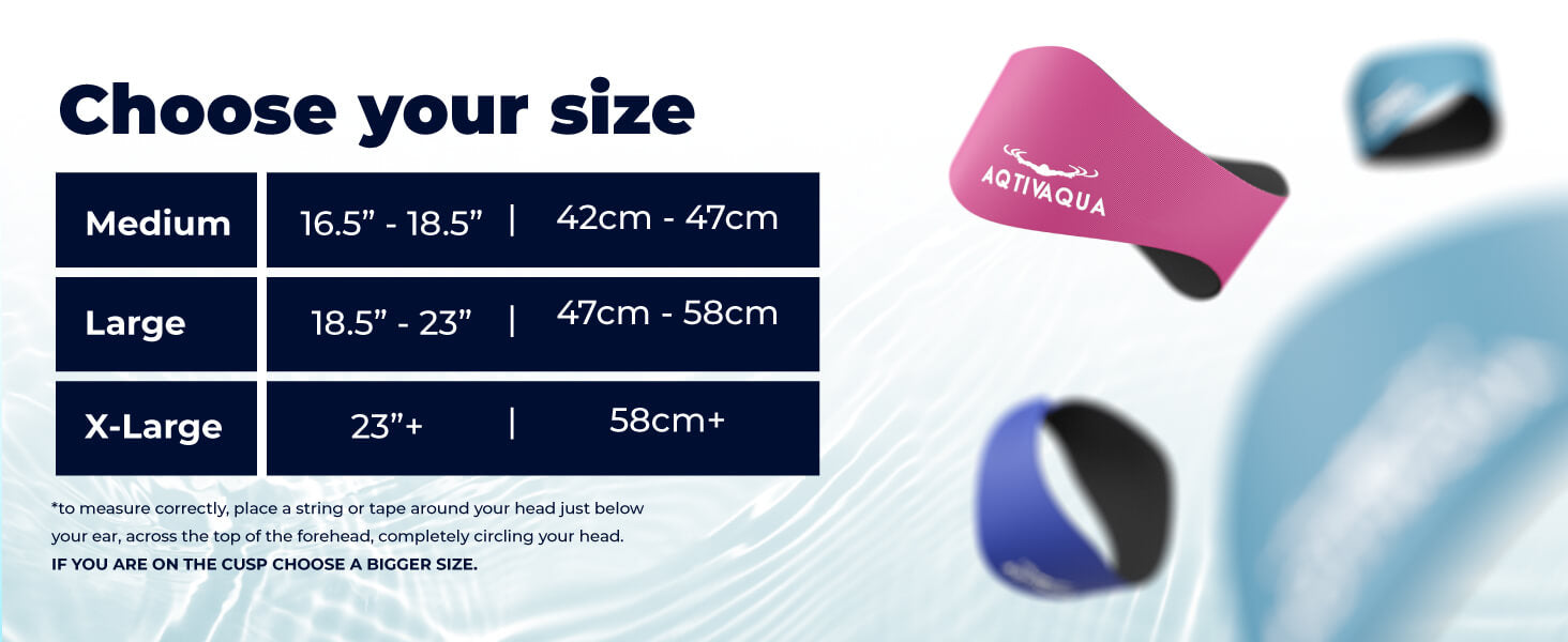 AQTIVAQUA Headband Size Guide – detailed instructions and measurements to help you find the perfect fit for your head size and hair type